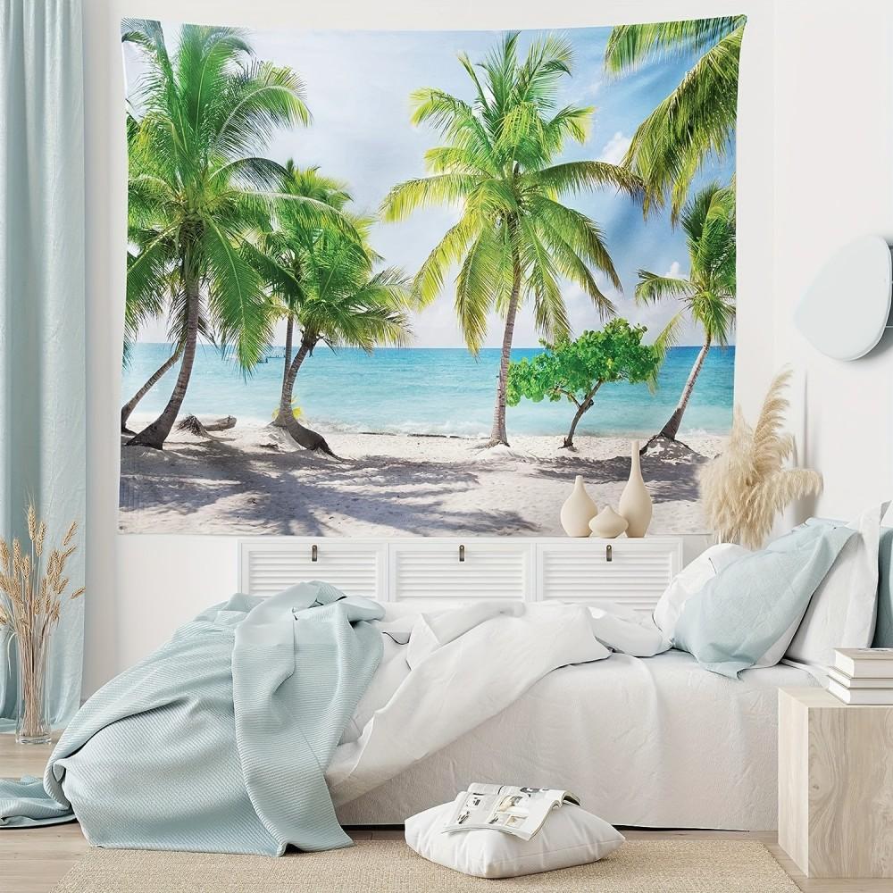 

VIKAMA Ocean Paradise Palm Beach Tapestry Large Wall Art Hanging for Living Room Bedroom Kitchen Office Home Decor 74x94cm(29x37in)