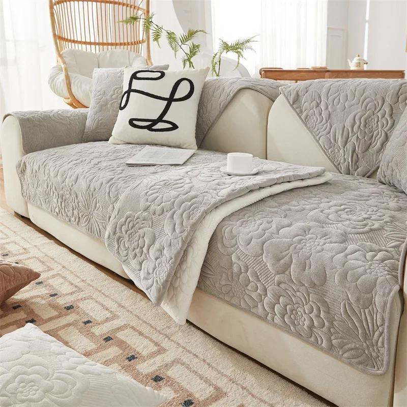 1 Stück gepolsterte gemusterte Jacquard-Sofasitzbezüge rutschfeste einfarbige Sofatopper Handtuch kühle Jahreszeit isolierte Couchmöbelbezüge zum Sitzen 70x70cm 1pc