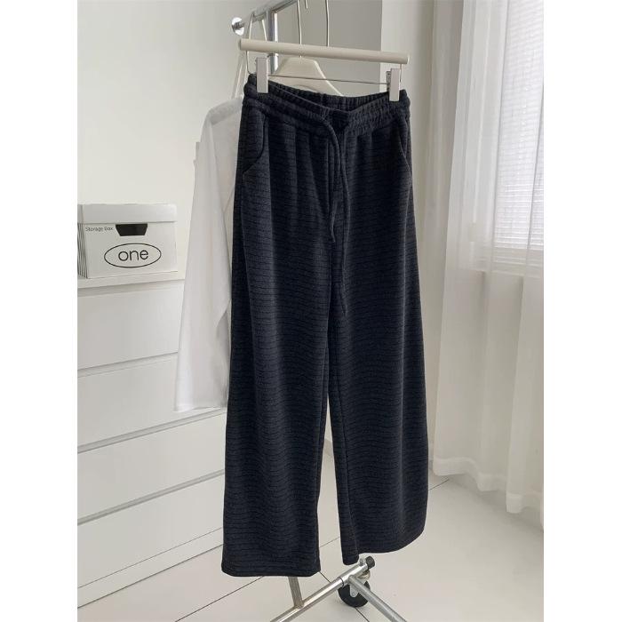 Plus Size Women s Korean Style Striped Wide-Leg Pants for Autumn and Winter 4XL