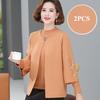 2pcs Women's Knitted Tops Set Plus Size Knitted Cardigan Jacket Pullover Sweater Two-Piece Set Open-front Cardigan Knitted Sweater Outfits Fall Winter