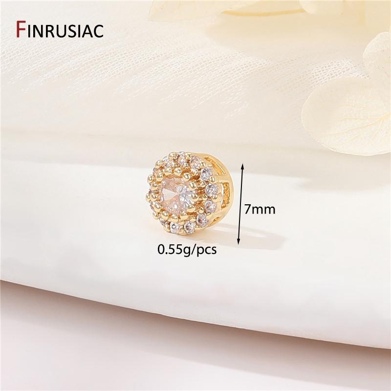 

14K Gold Plated Brass Zircon Round/Star Spacer Beads For Jewelry Making,Separators For Beads,DIY Bracelet Necklace Accessories 2 pieces