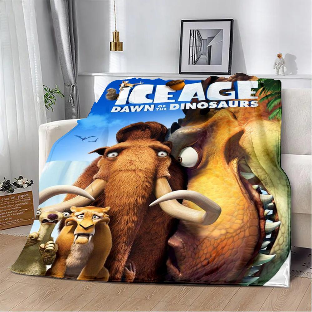 Printed Blanket Picnic Blankets Cartoon Ice Age Warm Blanket Soft and Comfortable Blanket Home Travel Birthday Gift