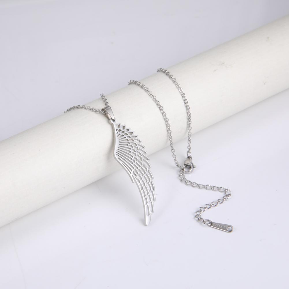 2024 Seraph Angel Wing Pendant Necklace for Women Stainless Steel Gold Color Choker Chain Necklace Fashion Jewelry Gifts