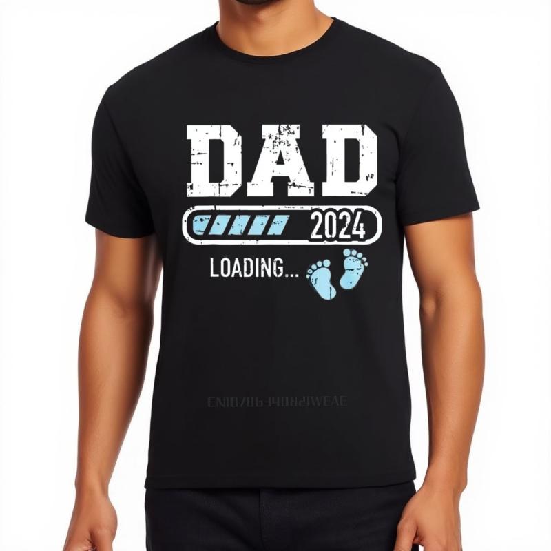 Dad Loading Pregnancy Announcement Cotton T-Shirt Baby Family Streetwear Father's Day Gift Idea
