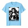 Summer Funny Tired Messy Hair Monday Lisa Print Men's T-Shirts Fashion Street Short-Sleeve Outdoor Casual Tops for Men's and Women's Tees Top