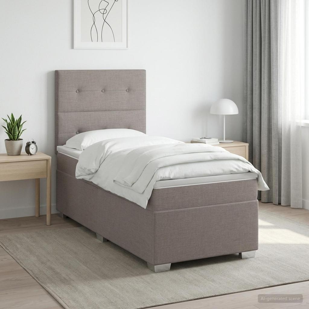 Box Spring Bed with Mattress Taupe 90 x 190 cm Fabric