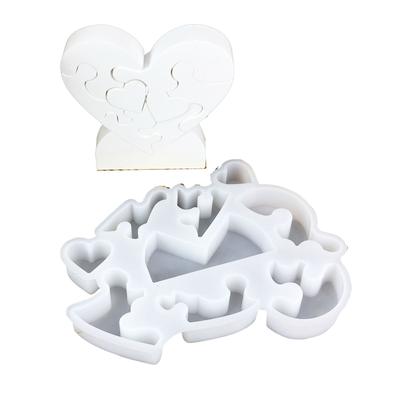 Molde para Enfeite de Mesa Molde de Silicone Flexível para Decoração em Forma de Quebra-Cabeça Coração de Amor Molde de Gesso Suprimentos para Fabricação de Joias