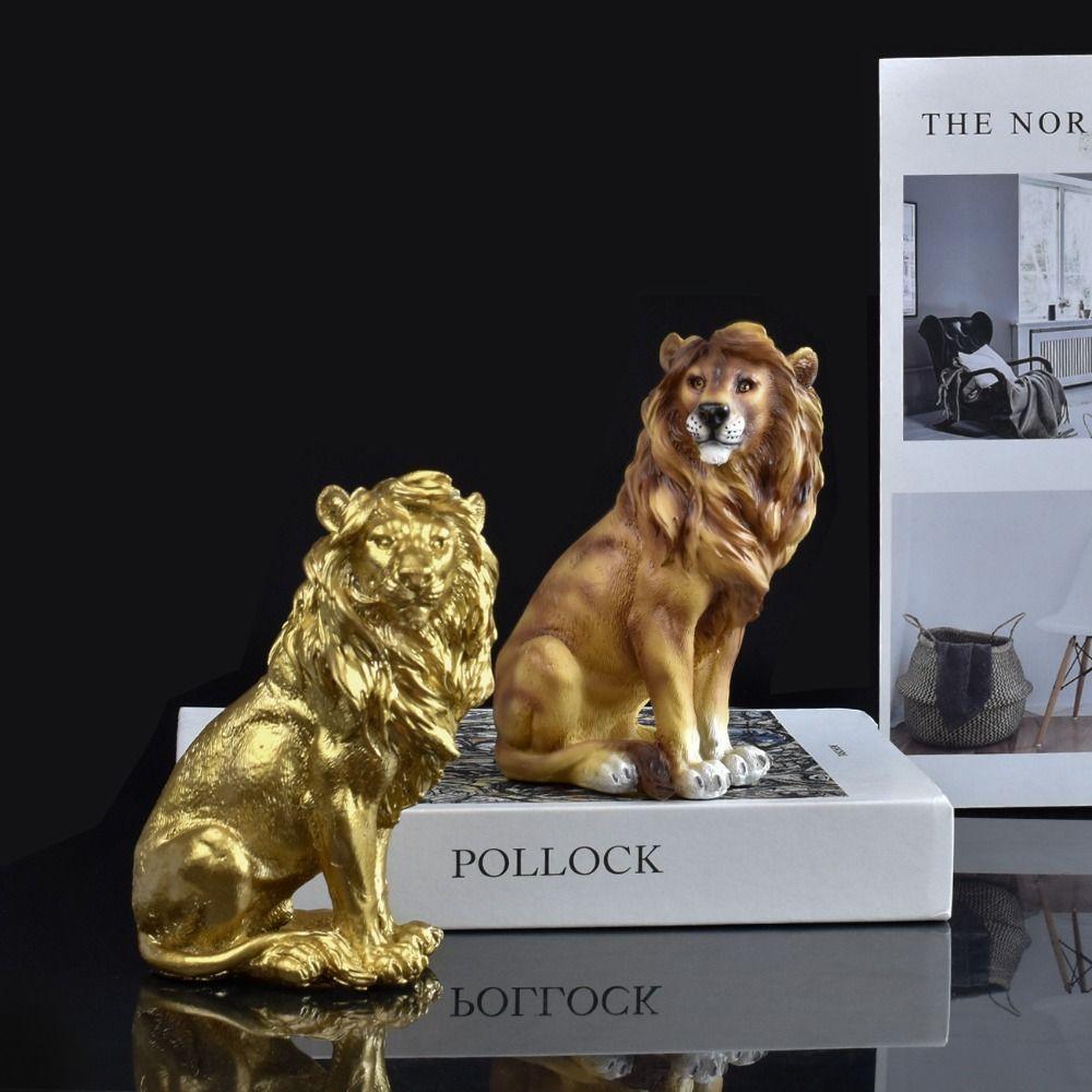 Retro Animal Ornament Luxury Miniatures Figurine Sculpture Crafts Lion Statue  Entrance