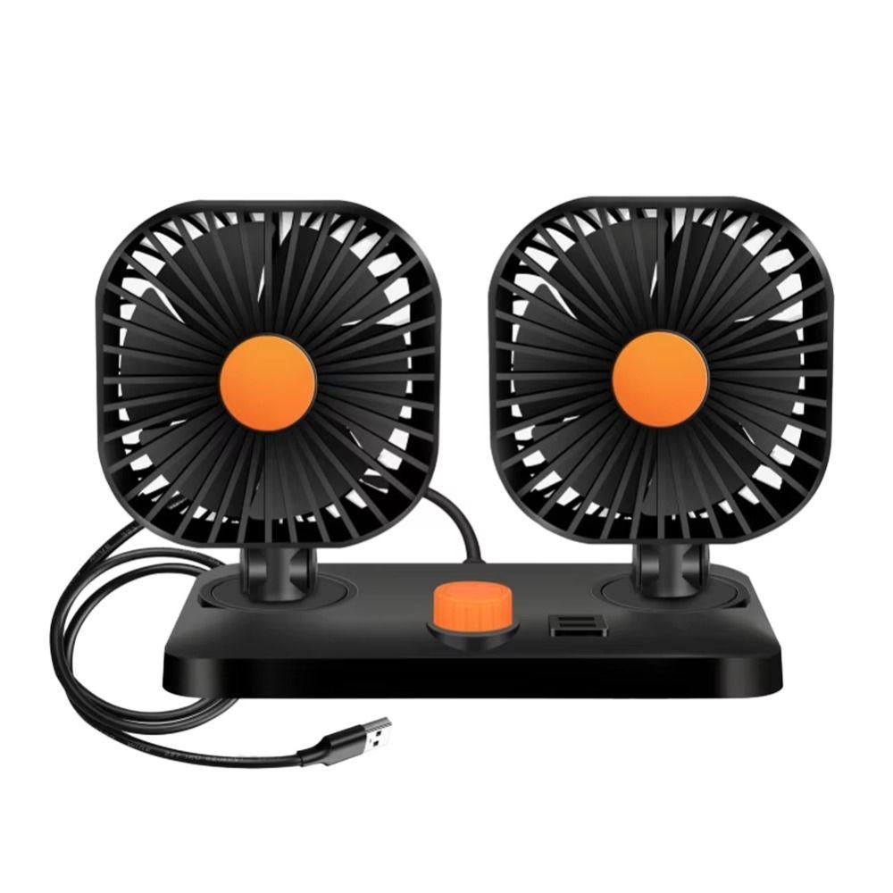 USB Charging Double-head Fan 2-speed Car Cooling Fan Car Air Outlet Fan  Home Cooler