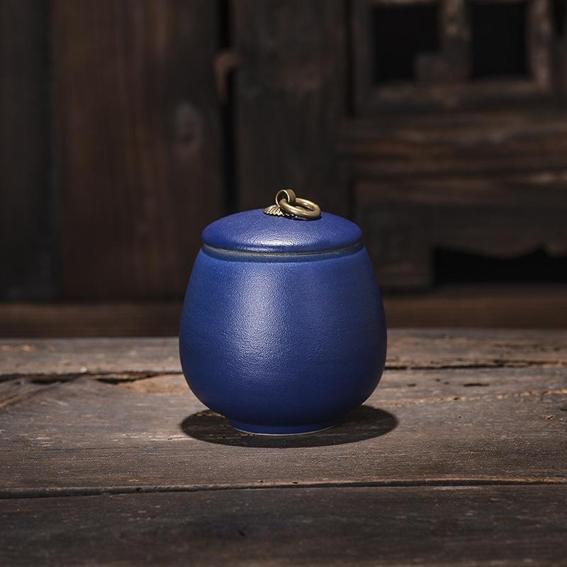 Creative Tea Jar Ceramic Coffee Food Sealed Jar Household Moisture-proof Storage Box Portable Travel Box Storage Container Home