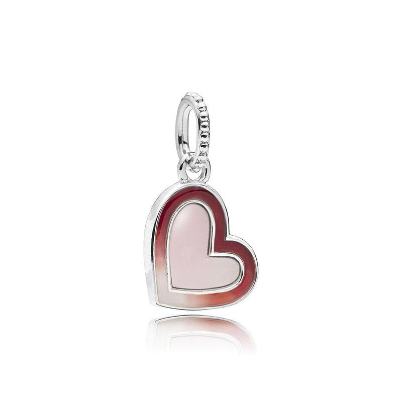 NEW 925 Silver Charm Fit Bracelet Accessories Women Jewelry Love Series Cupid Pink Heart Rose