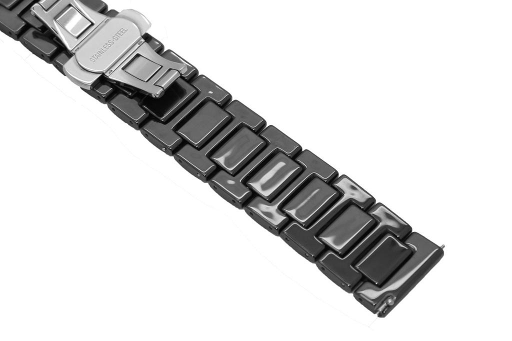 [Kai Tian] Deluxe Full Ceramic Watch Strap 22mm Black Replacement Watch Band Bracelet Men's Stainless Steel Buckle