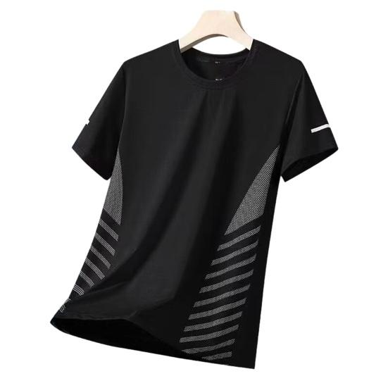 Herren Schnelltrocknendes T-Shirt Atmungsaktives Netz Sportliches Sommer-T-Shirt mit Seitenstreifen Lockerer Schnitt Lässiges T-Shirt für Fitnessstudio Training Laufen Tägliches Tragen