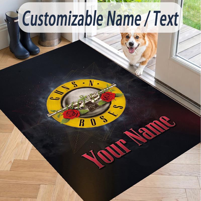 Custom Text Printed Rug Guns N’ Roses Non Slip Floor Carpet For Home Room Decor