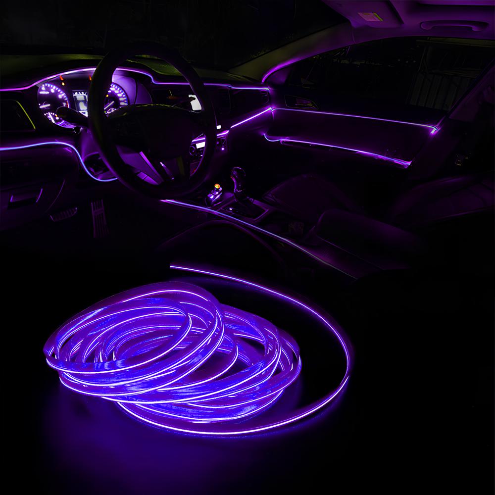 1M 2M 3M 5M Car Interior Lighting Auto LED Strip Wire Rope Tube Line Flexible Neon Light With 12V USB Cigarette Drive