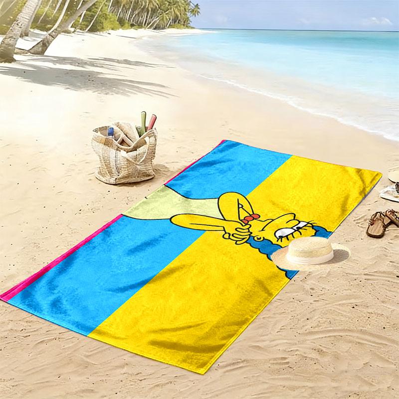 Marge Simpson Art Print Beach Towel, Large Soft Quick Dry Towel for Beach Camping Swimming