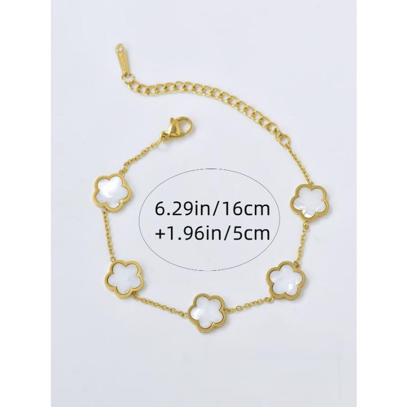 New Five-leaf Flower Bracelet Titanium Steel Does Not Fade High-end Bracelet Women's Light Luxury Ins Versatile Hand Jewelry