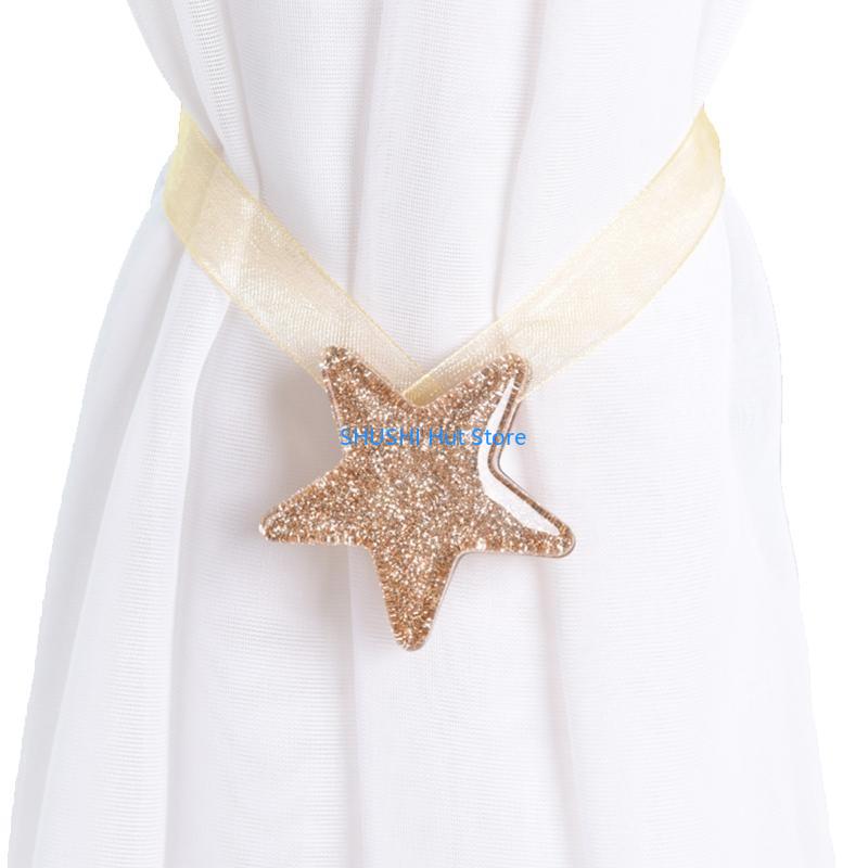 Curtain Tieback with Magnet Decorative Ribbon Holdback Weave Holder for Window D57B