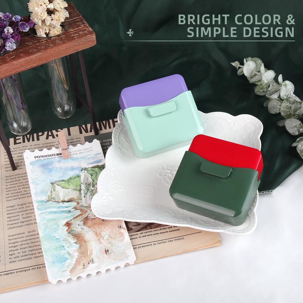 SeamiArt 1pc Portable Travel Watercolor Plastic Painting Box with Palette Half Pan Mini Paint Storage Case for Art Supplies
