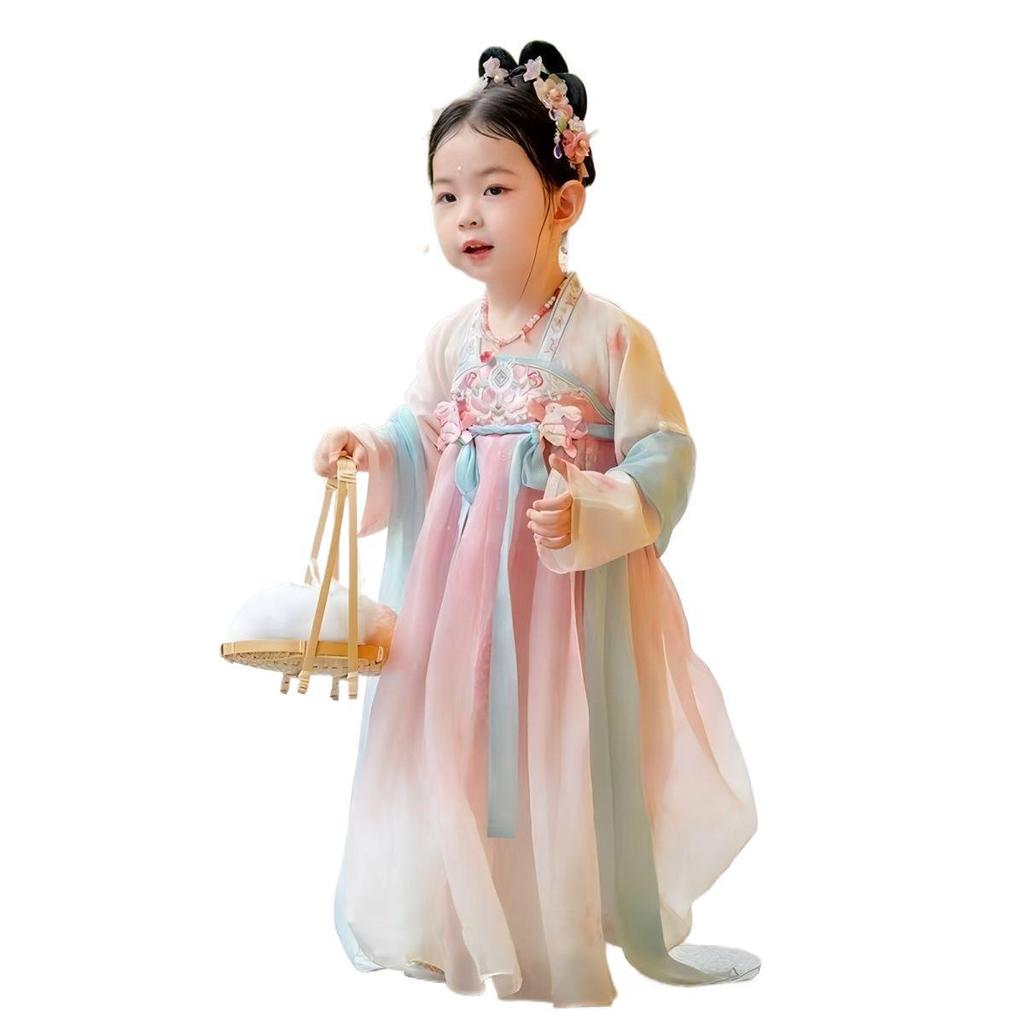 Chinese Style Fairy Hanfu Summer Ruqun: Little Girl's Ancient Tang Suit Princess Dress