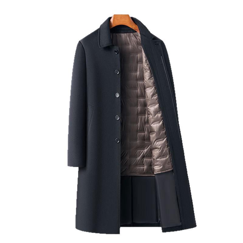 Men's Korean Style Detachable Down Liner Wool Overcoat, Winter 2025
