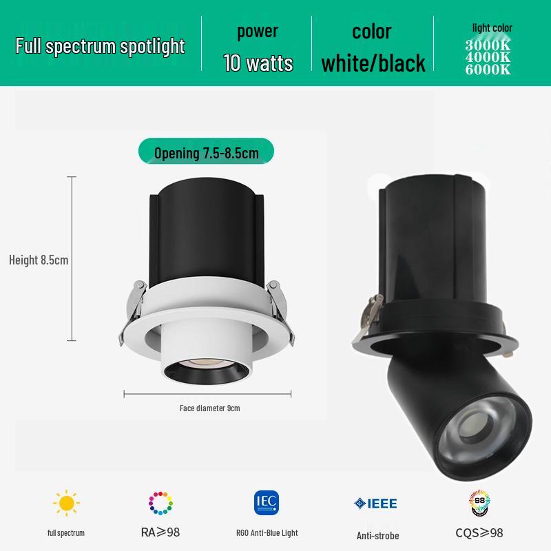 Adjustable Angle Recessed Retractable Spotlight - Anti-Glare Stretch Long Arm Light for Household & Commercial Use