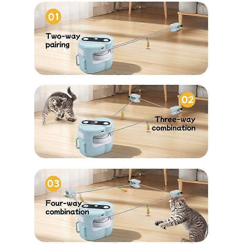Automatic Interactive Cat Toy Set Remote Control Treadmill with LED Lights & Feather Attachments, Adjustable Speed for Indoor Cats