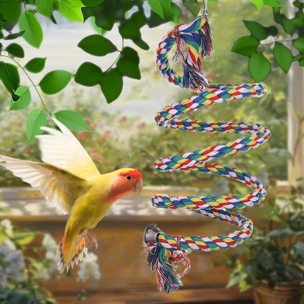 Bird Rope Perch Interactive Colorful Swing Toys Cockatiel Perch Bird Cage Swing Toys For Parakeet Conure Canaries Hamster Indoor