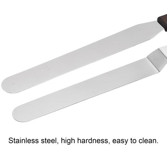Cake Spatula Baking Wooden Handle Tools Stainless Steel Cupcakes Fondant Scraper for Kitchen