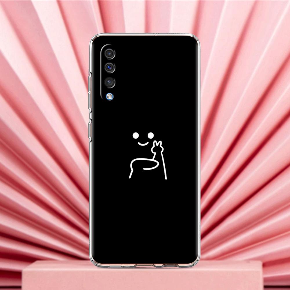 Phone Case For Samsung A56 A36 A26 A24 A16 A14 A12 A32 A50 A70 A20E A22 A40 A34 A54 A42 A52 5G A04s A06 Cover Cute Middle Finger