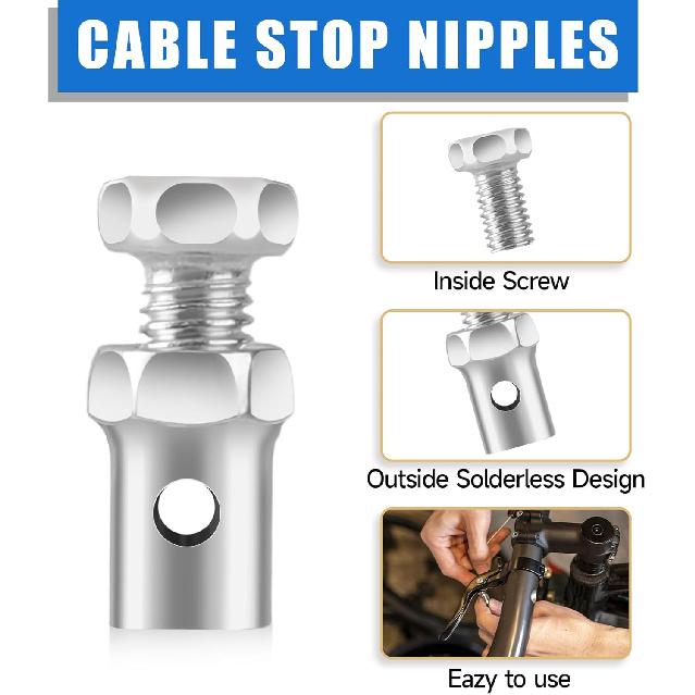 20 Pack 1/8" Universal Throttle Cable Ends Stop Throttle Brake Cable Parts Lock Clamps For Go Kart Motorcycle Motorized Bike Lawn Mower