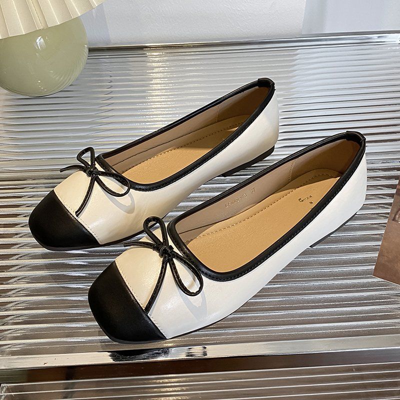Mary Jane Shoes French Ballet Shoes Slim New Square Head Bow Word Belt Grandma Shoes Sweet Single Shoes