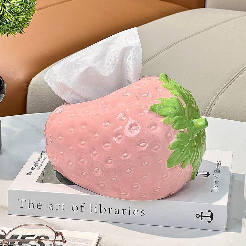 Creative Artificial Strawberry Plastics Tissue Box Art Living Room Extractable Tissue Box Bookcase Entrance Countertop Ornaments