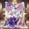A 2D Purple and Pink Peony-themed Flannel Blanket, a Soft High-definition Digital Print Cooling Blanket Suitable for Year-round Use! Made of Soft and