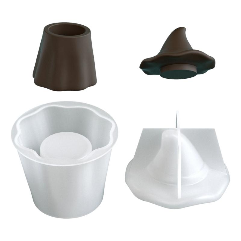 Seasonal Candle Cup Casting Mould , White 2 Piece Candle Jar Mould and Pointed Hat Lid Set for DIY Gypsum Table Display in Craft Project Use