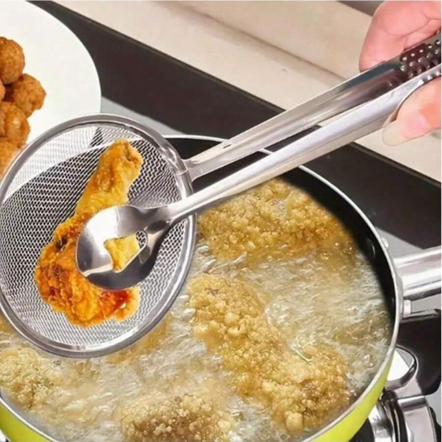 Stainless Steel Frying Oil Strainer,Heat Resistant, With Clip/Clamp Accessory,Fine Mesh Strainer For Frying, Draining Soup And Sauce