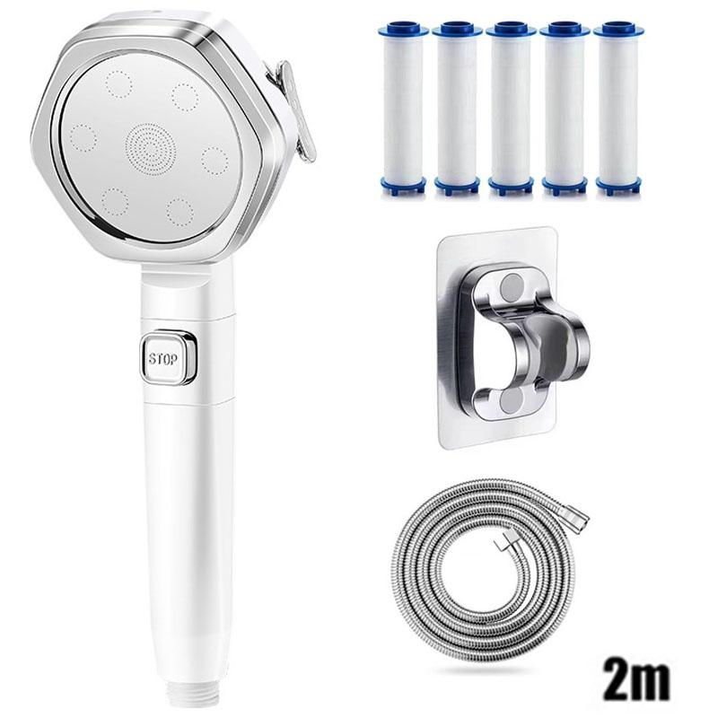 Showerhead four speed adjustment filter for shower knobs One click water stop bathroom accessories replete heads showers parts