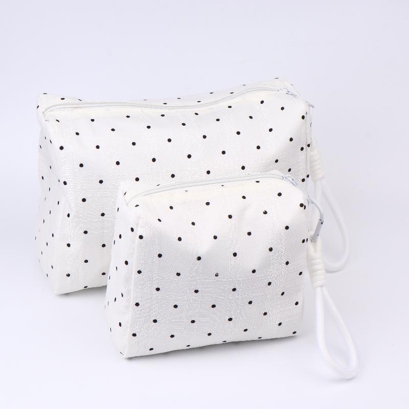 Ins Simple Polka Dots Cosmetic Bag Portable Makeup Bag Travel Storage Pouch Large Capacity Toiletry Zipper Bag Girl Gifts