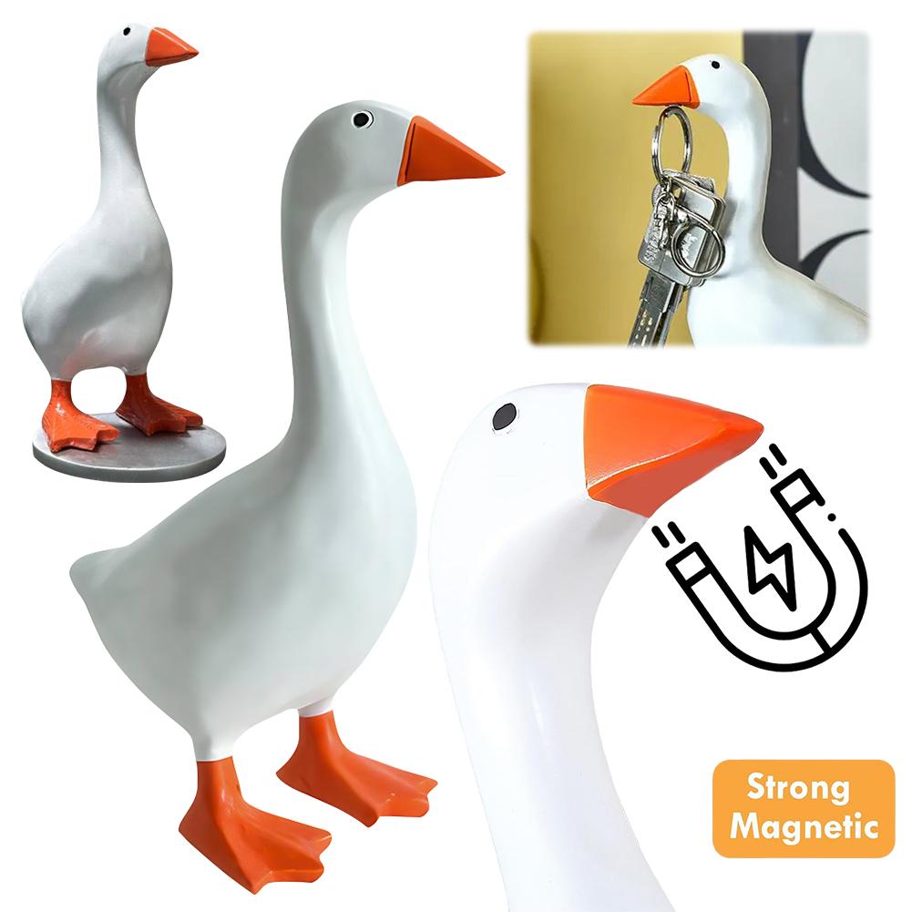 Kawaii Magnetic Silly Goose Figurine Cute Goose Resin Statue Resin Goose Duck Statue Sculpture Housewarming Gifts for Women Men