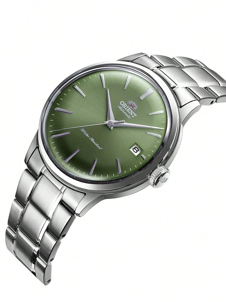 Watch Unisex Mechanical Watch Automatic/Manual Dual-Mode Movement, 30M Water Resistance, Green Dial, Metal Strap RA-AC0M09E30B
