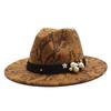 Gentleman'S British Woolen Hat Men'S Trendy Snake Pattern Casual Top Hat Flat Edge Men'S And Women'S Hats Jazz Hat Felt Hat