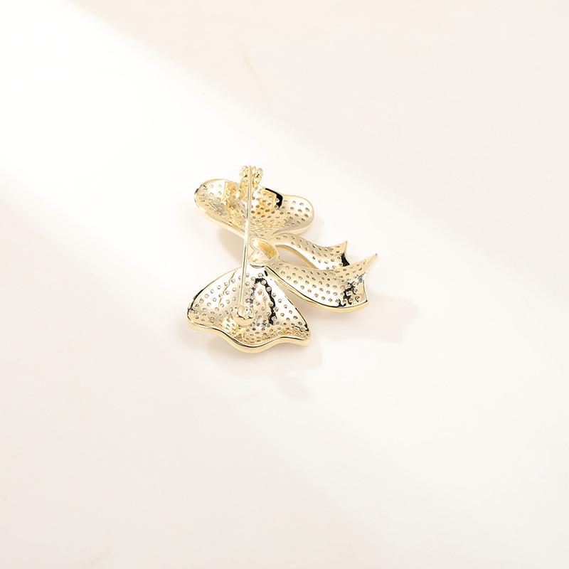 Bo Xin Yun Elegant Korean Zirconia Bow Brooch - High-end Cardigan Accessory Gift