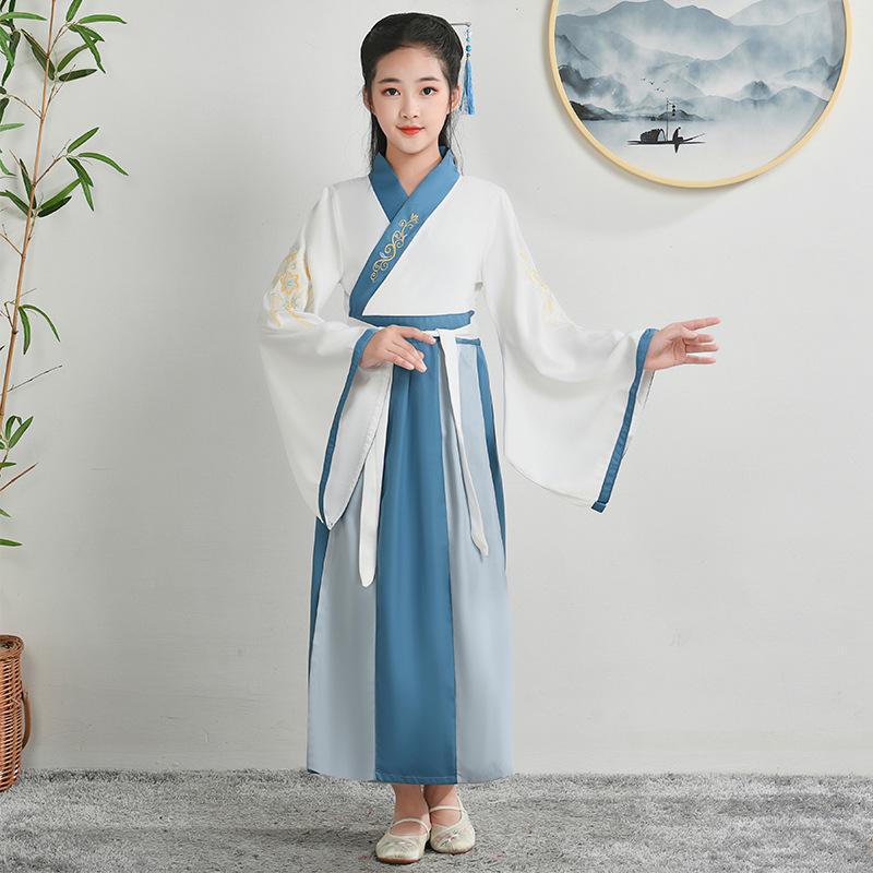 Hanfu Children's Traditional Costume: Boys' National Studies and Girls' Ancient Ruqun Tang Suit for School Performances.