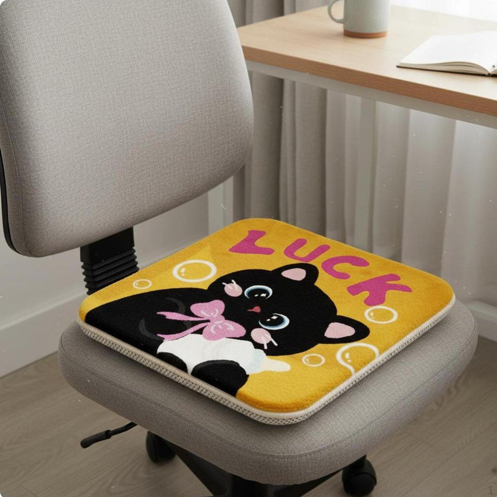Cartoon Seat Cushion Faux Cashmere Texture Chair NonSlip Bottom Luxurious Pad