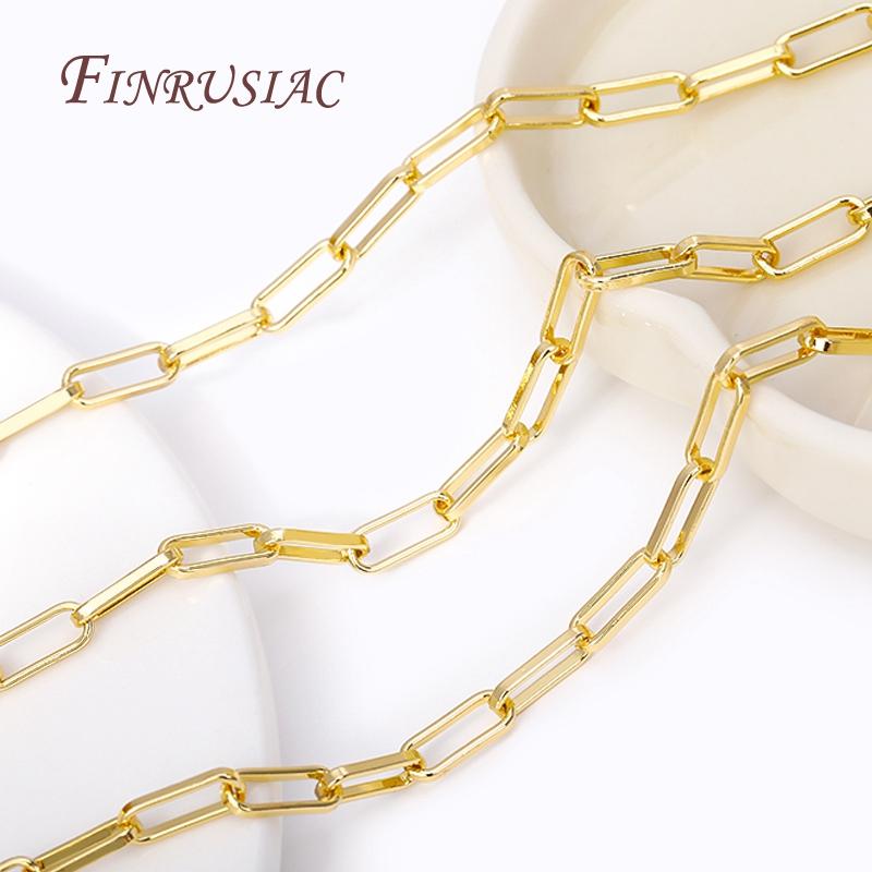 18K Gold Plated Metal Paperclip Link Cable Chains For Jewelry Making Findings, High Quality Spool Chain DIY Necklace Bracelet