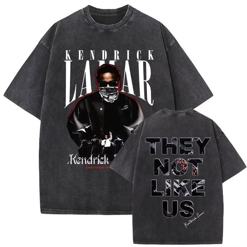 T-shirt Vintage Lavata Edizione Limitata Rapper Kendrick Lamar They Not Like Us Estate Unisex Donna Hip Hop Oversize Street Girocollo Maglietta