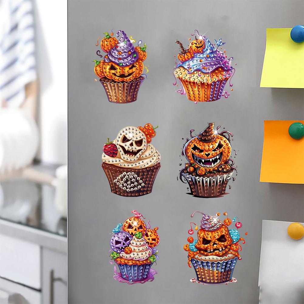 6Pcs Acrylic Special Shape Ghost Fridge Stickers Diamond Art Fridge Magnet Diamond Art Magnets Decals for DIY Crafts Party Gift