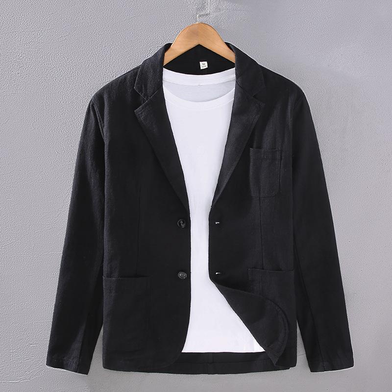 Giacca da uomo in lino di cotone retrò, cappotto da spiaggia, abito da festa di nozze, giacca primavera-estate, moda maschile, formale, da lavoro, slim
