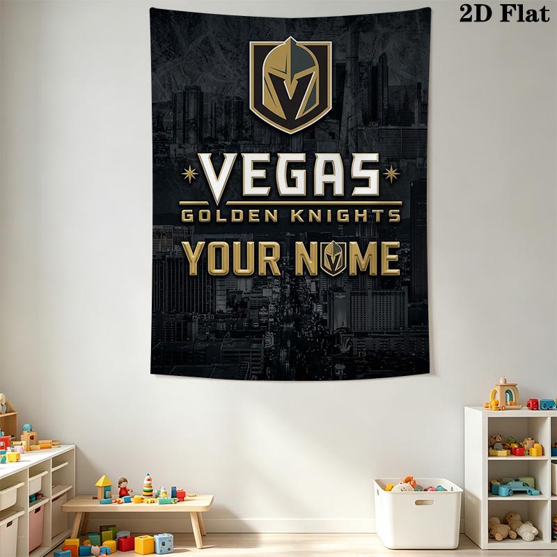 Name Custom Vegas Golden Knights Wall Tapestry Aesthetic Wall Hanging Printed Fabric Blanket Decorative Tapestries for Bedroom Living Room Home Decor