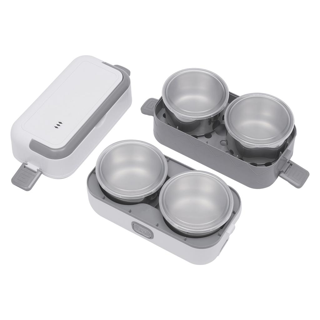 2L Portable Electric Self Cooking Heating Bento Lunch Box Multifunctional Food Steamer,110V,Stainless Steel